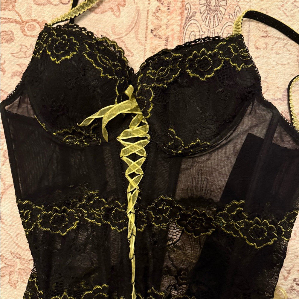 Black and Green Lace Corset